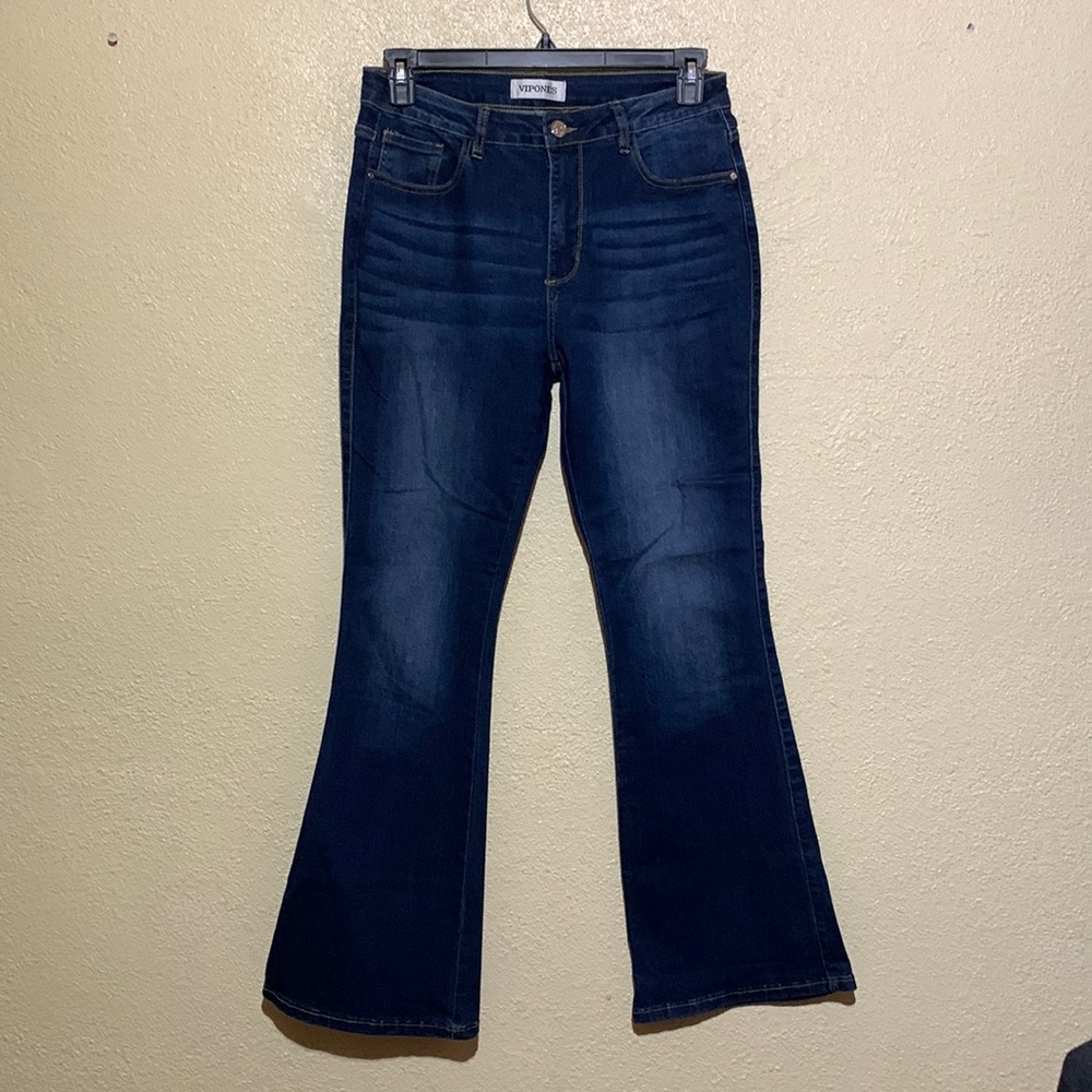 Vipones Denim Jeans Blue Pants Size 12 Boot Cut Stretchy